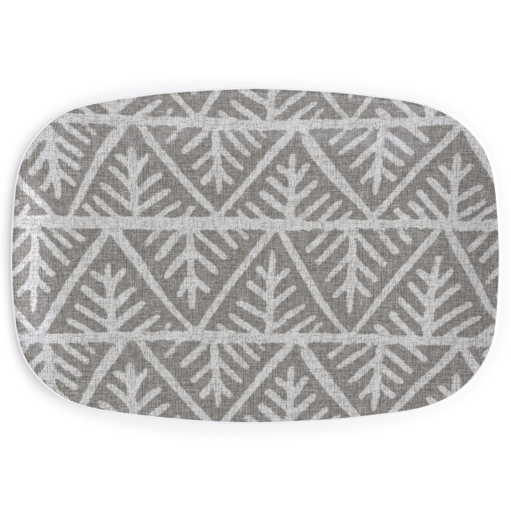 Textured Mudcloth Serving Platter, Gray
