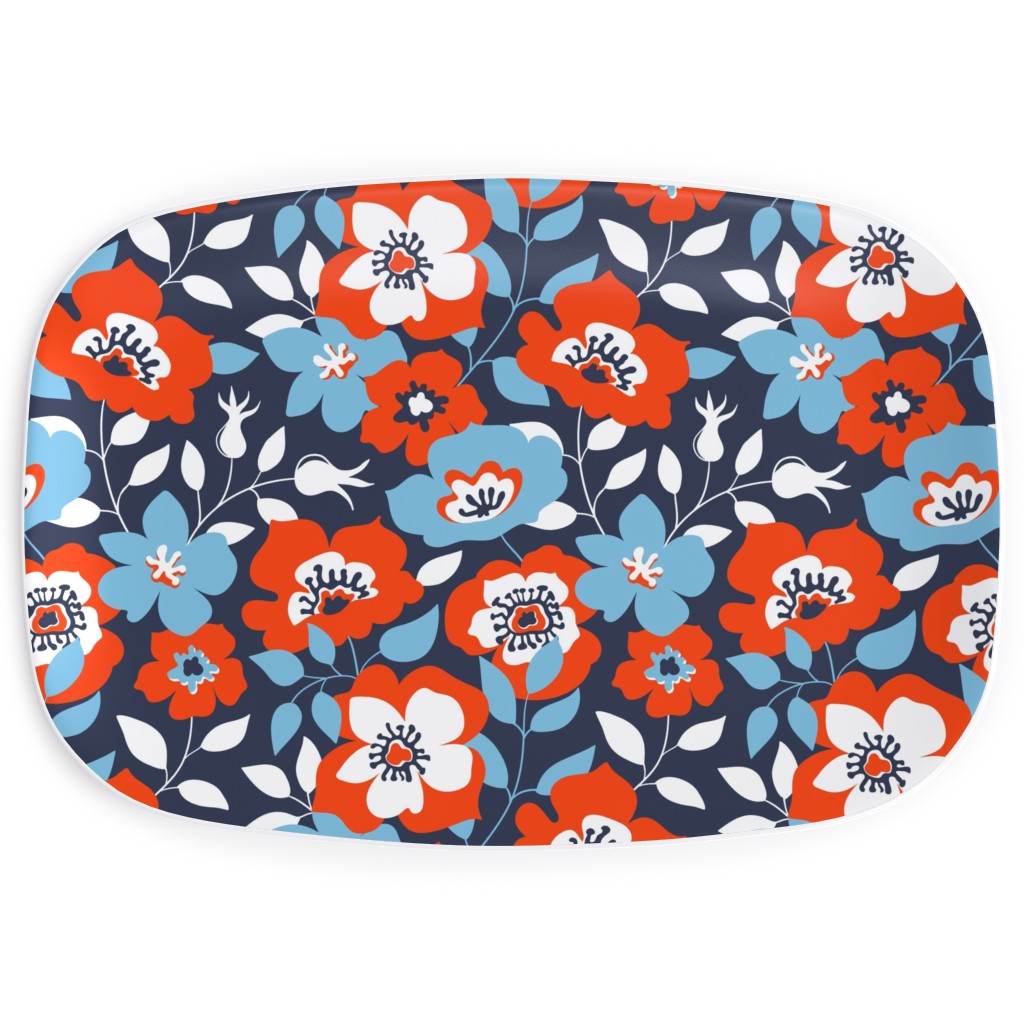 Wild Roses - Multi Serving Platter, Blue