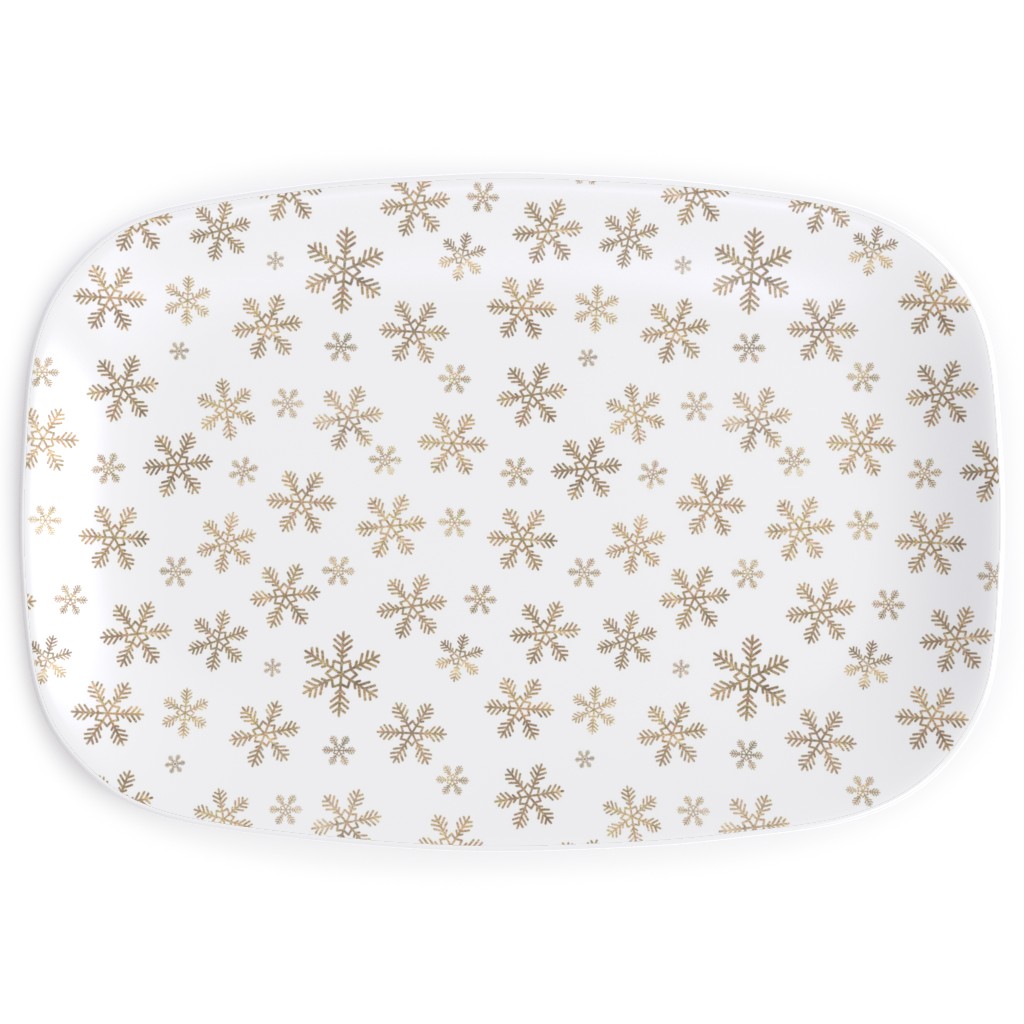 Holiday Snowflakes - Gold Serving Platter, Yellow