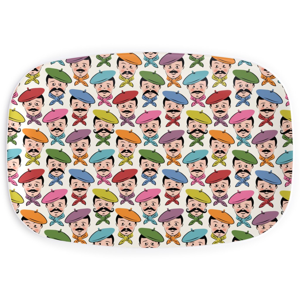 Men With Mustaches and Bandanas - Multi Serving Platter, Multicolor