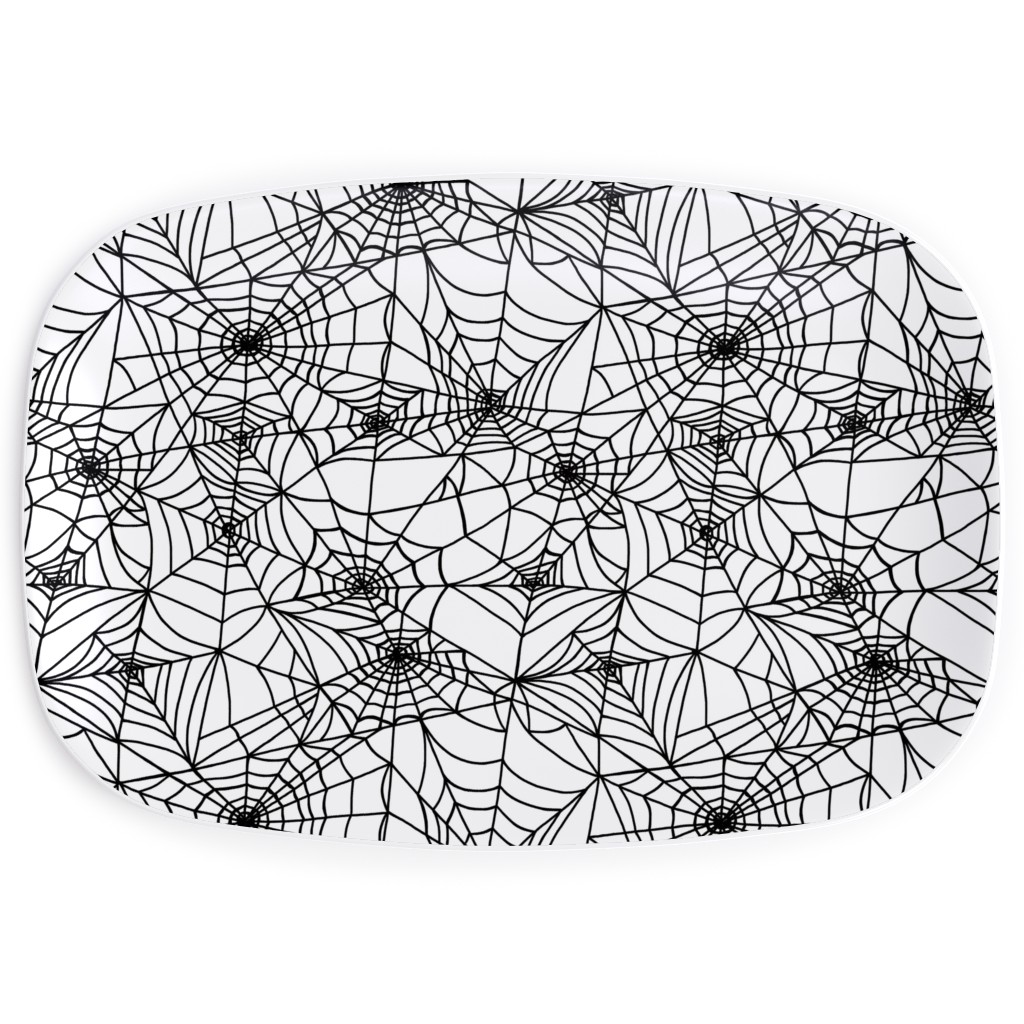 Spooky Spider Web Serving Platter, White