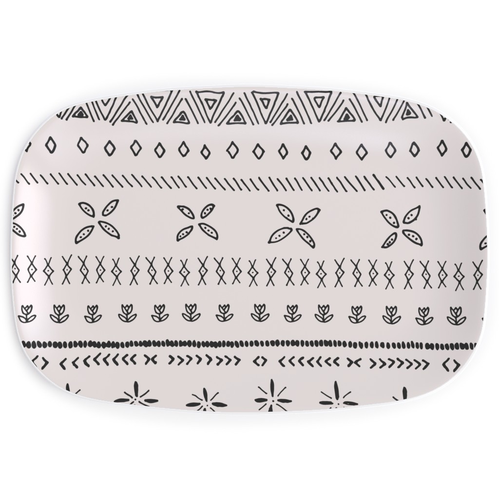 Boho Print Serving Platter, Beige