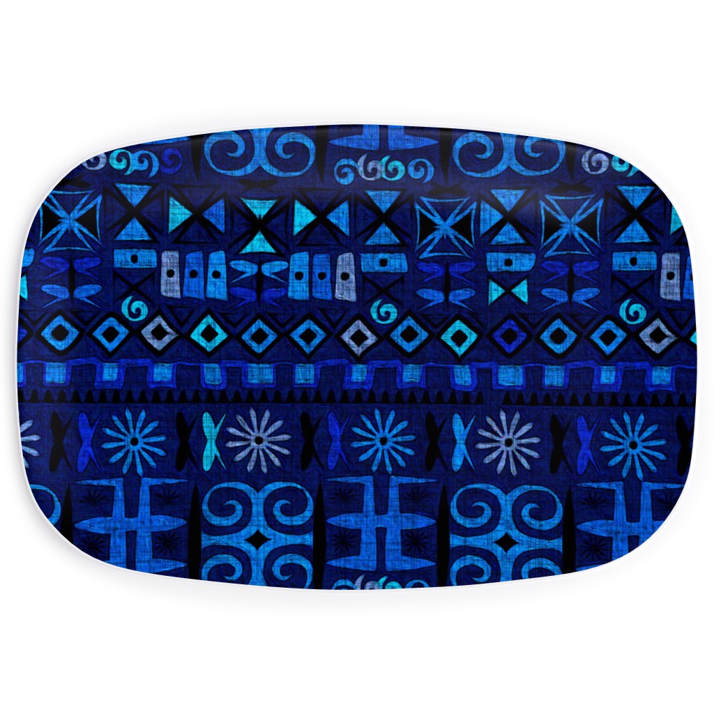 Indigo - Geometric Serving Platter, Blue