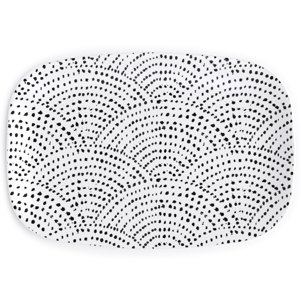 Ink Dot Scales Serving Platter, White