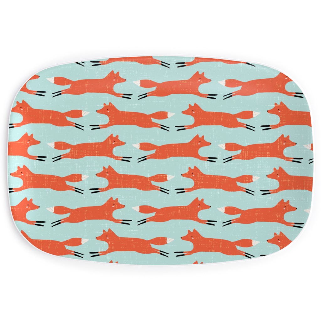 Little Orange Fox - Orange and Green Serving Platter, Orange, Orange