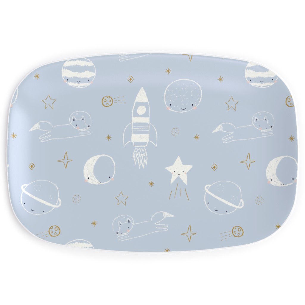 Space Adventure - Blue Serving Platter, Blue, True Blue