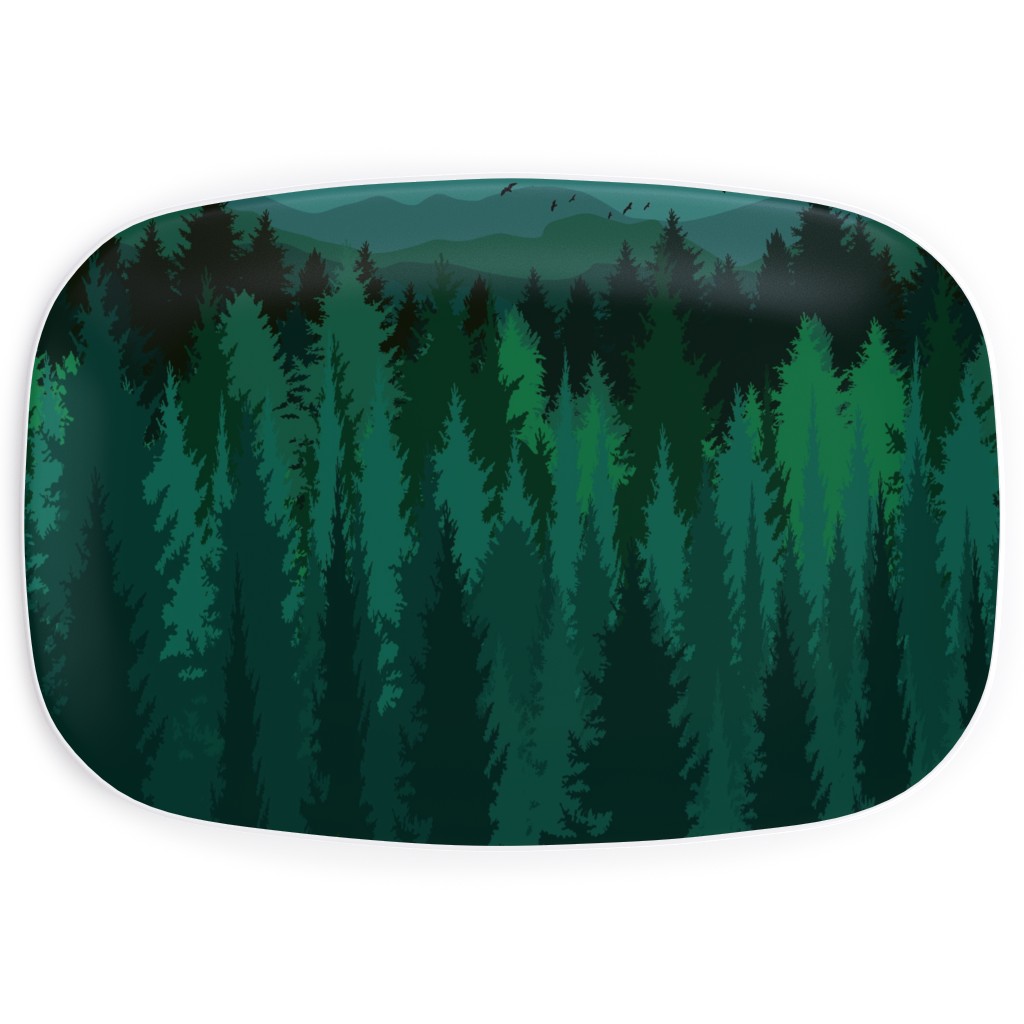Mountain Landscape - Green Serving Platter, Green