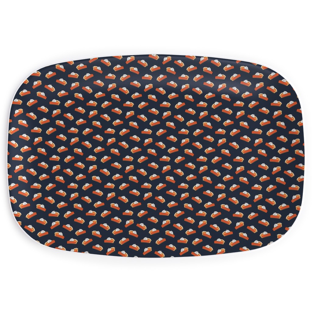 Just One Slice - Pumpkin Pie on Blue Serving Platter, Blue