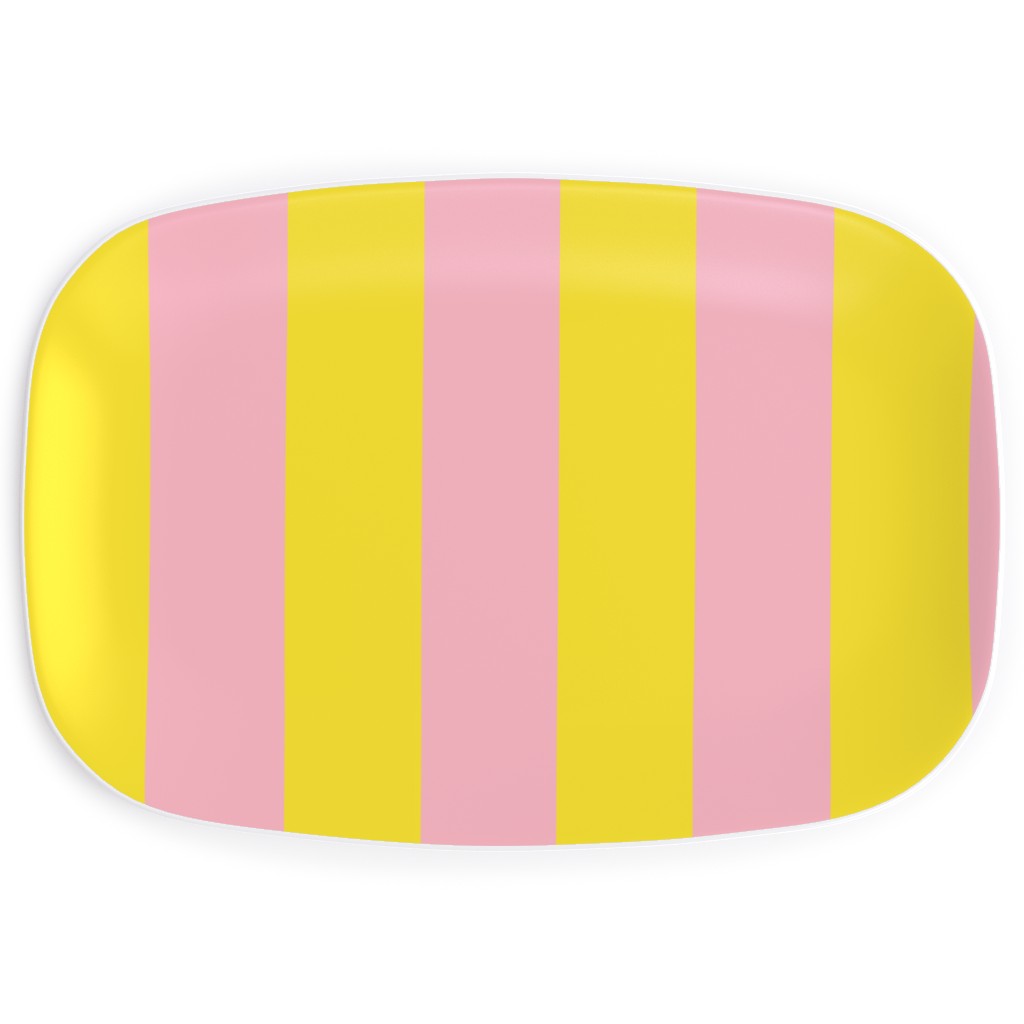 Vertical Stripes Serving Platter, Pink, Peony