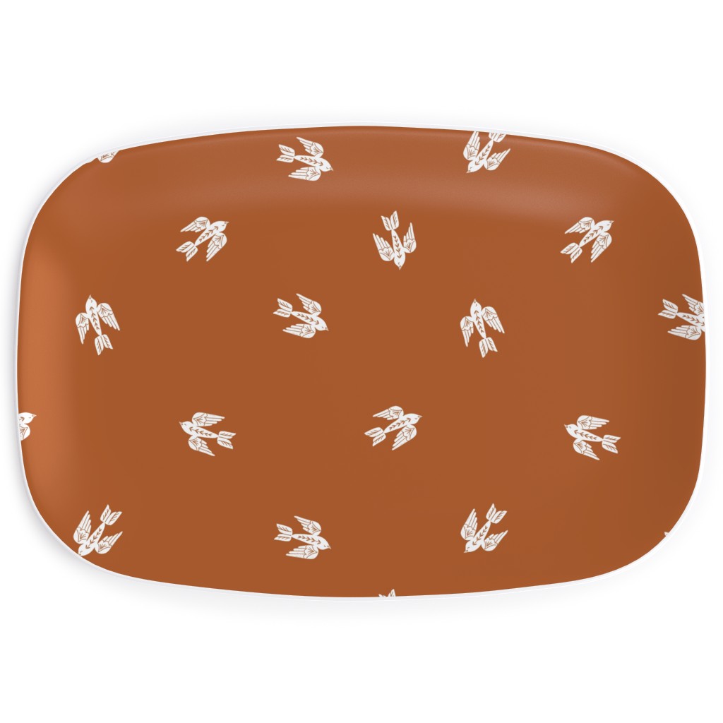 Bird Folk - Rust Serving Platter, Orange