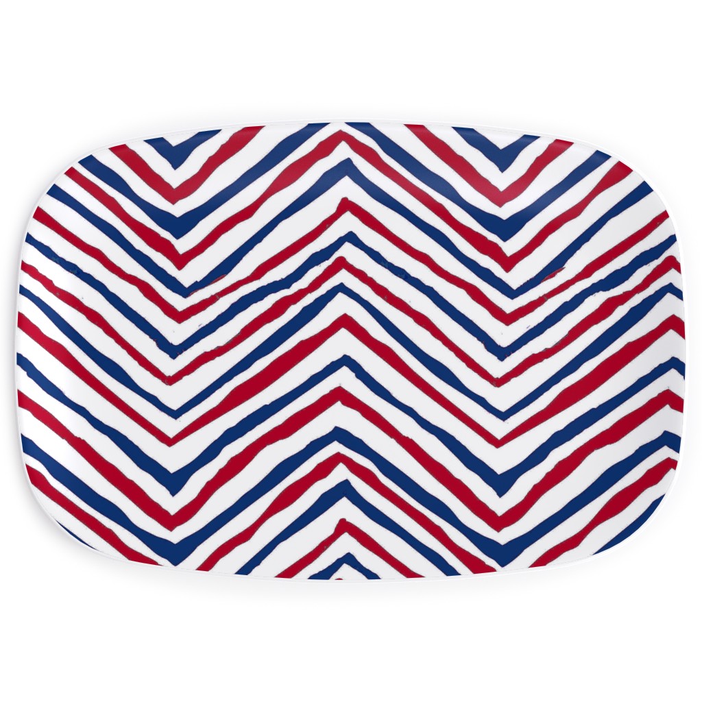 Patriots Chevron Zig Zag - Navy, Red Serving Platter, Multicolor