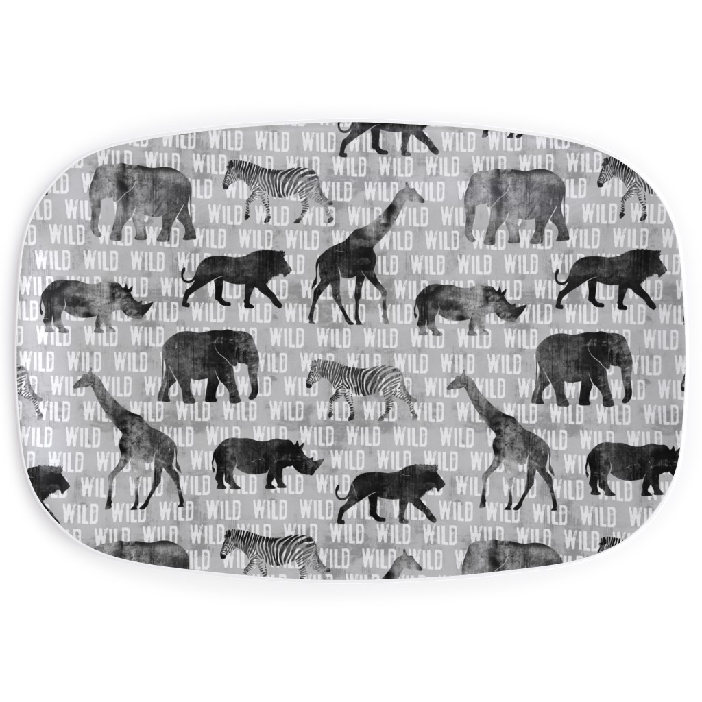 Wild Safari Animals - Grey Serving Platter, Gray