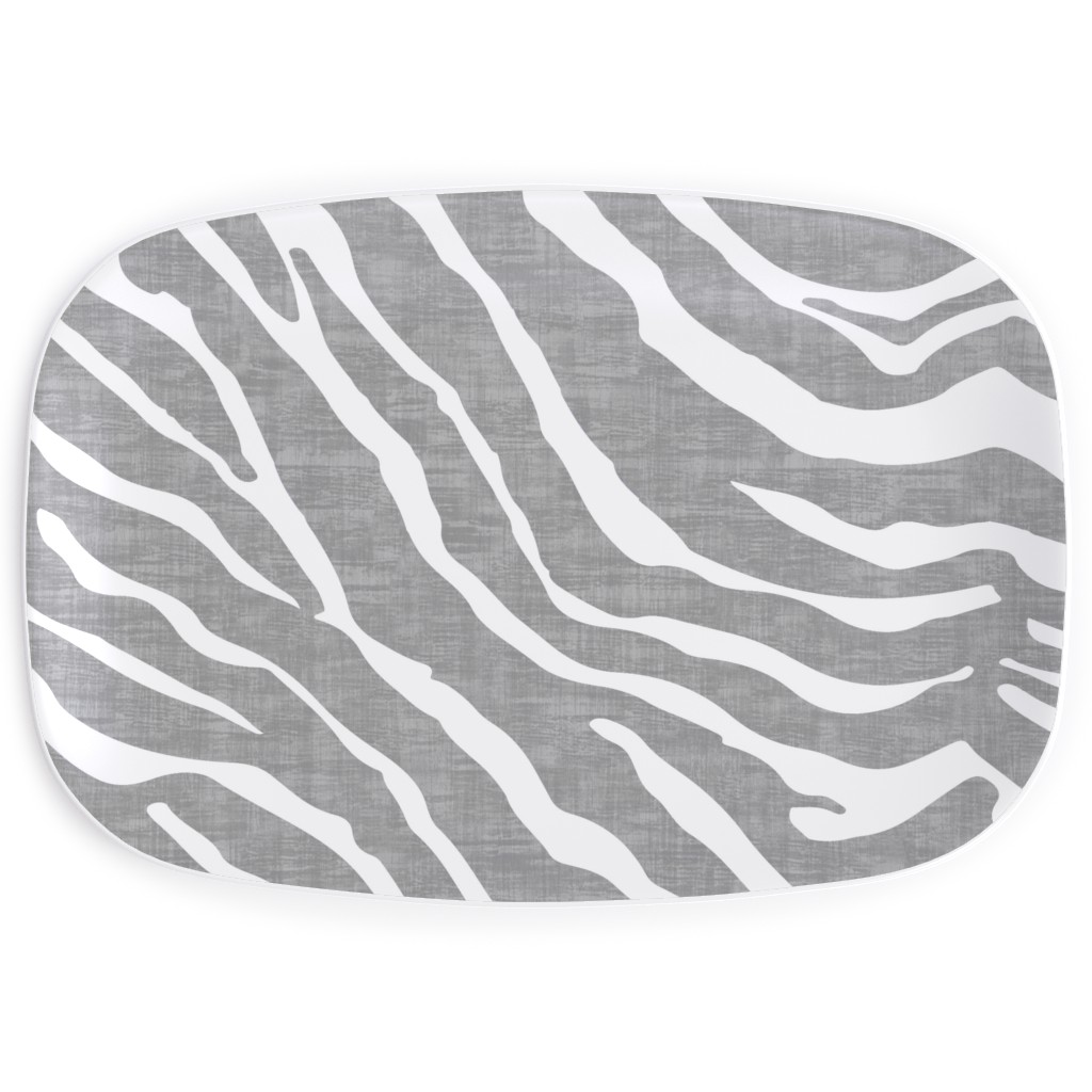 Zebra Texture - Gray Serving Platter, Gray