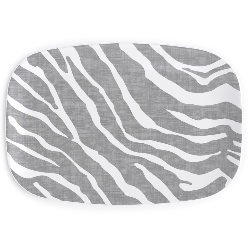 Zebra Texture - Gray Serving Platter, Gray, Gray