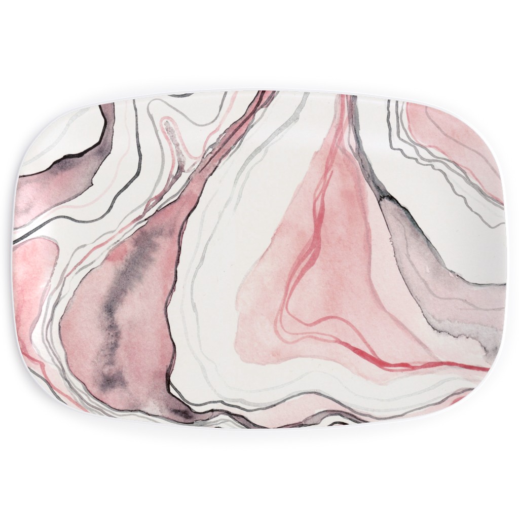 Marbled Watercolor Stone - Pink Serving Platter, Pink