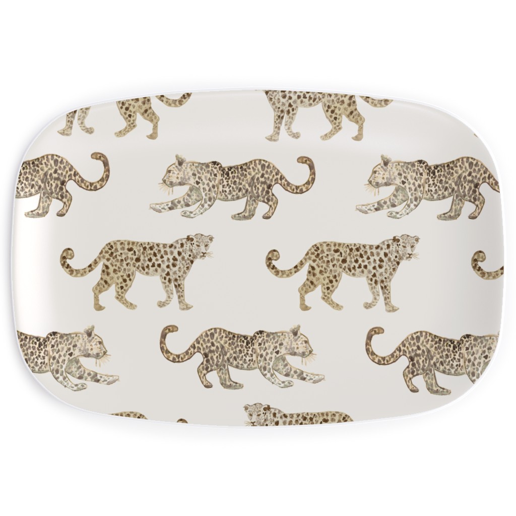 Leopard Parade Serving Platter, Beige