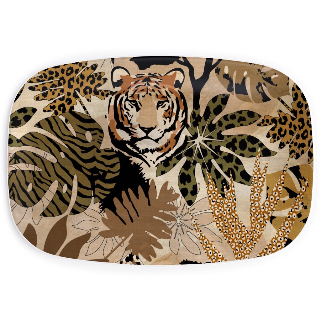 Safari Camouflage - Earthy Serving Platter, Brown, Brown