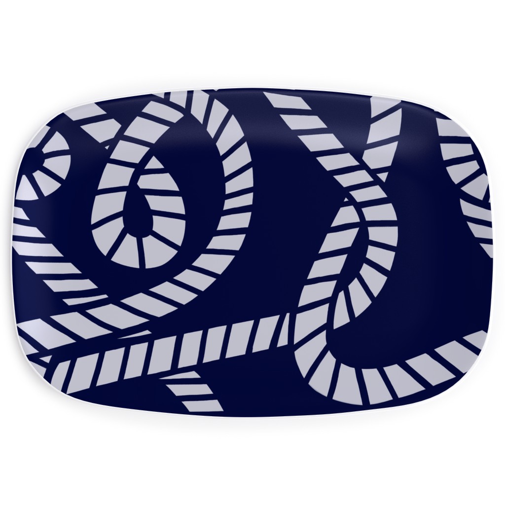 Nautical Rope on Navy Serving Platter, Blue, True Blue