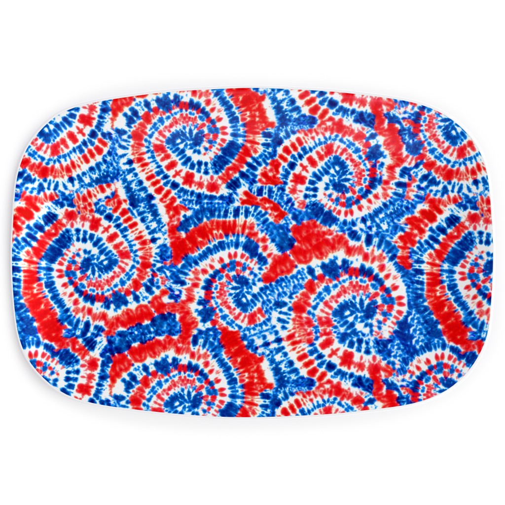 Tie Dye - Red White and Blue Serving Platter, Multicolor
