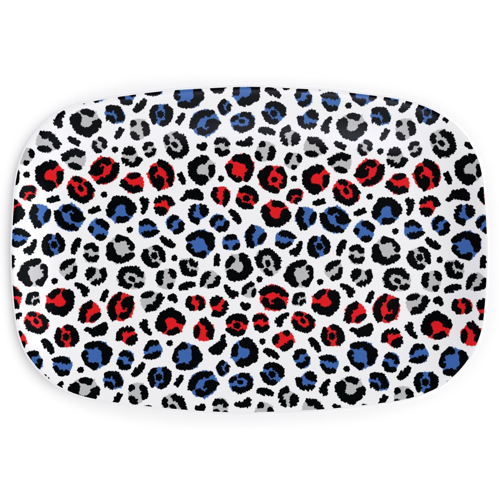 Patriotic Leopard Serving Platter, Multicolor