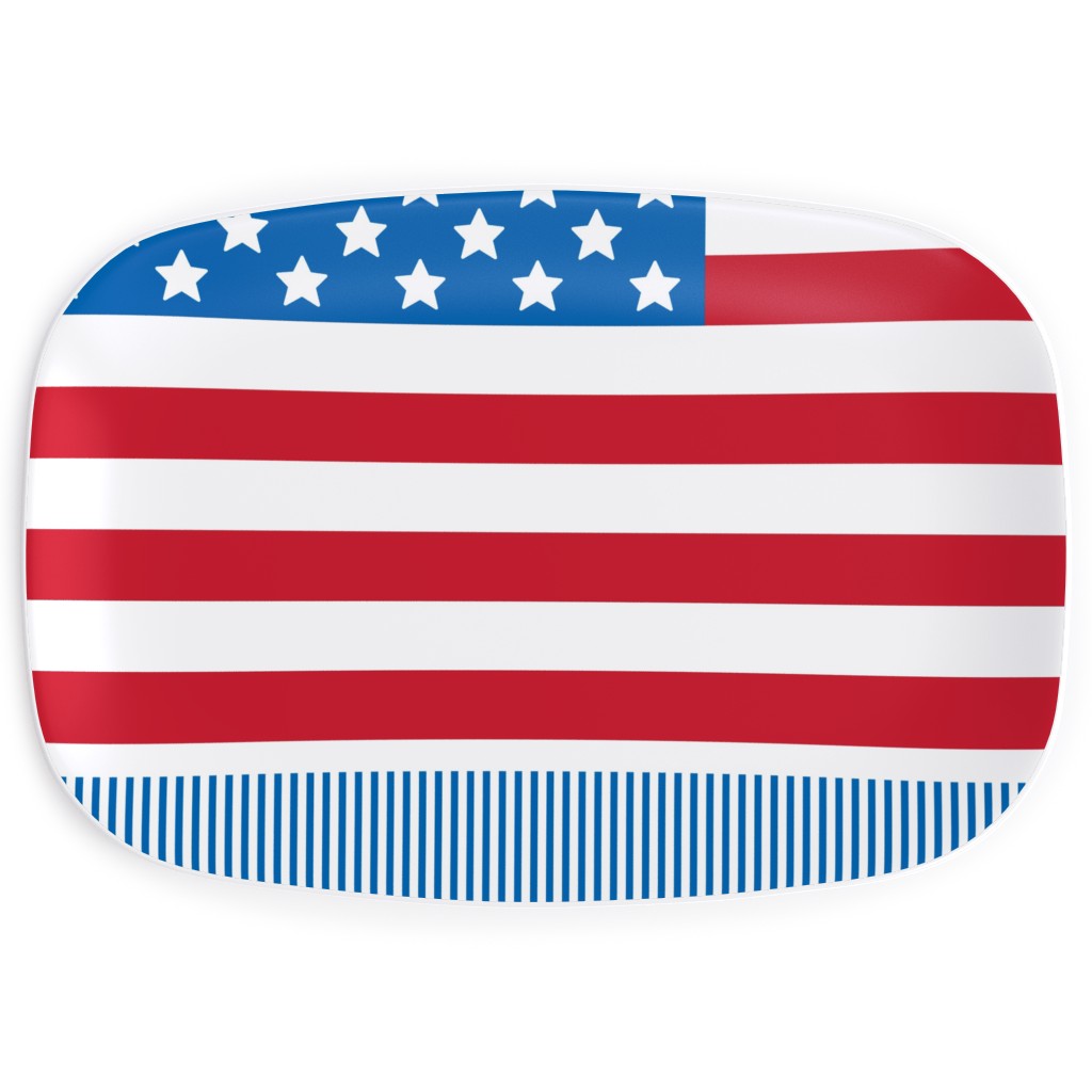 American Flag - Red, White and Royal Blue Serving Platter, Blue