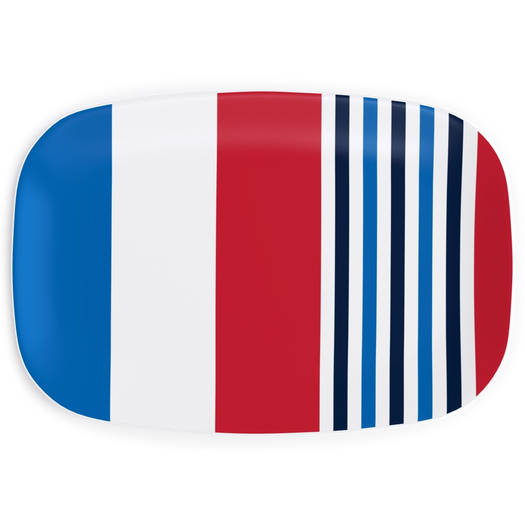 Vertical Stripes - Red White and Blue Serving Platter, Multicolor