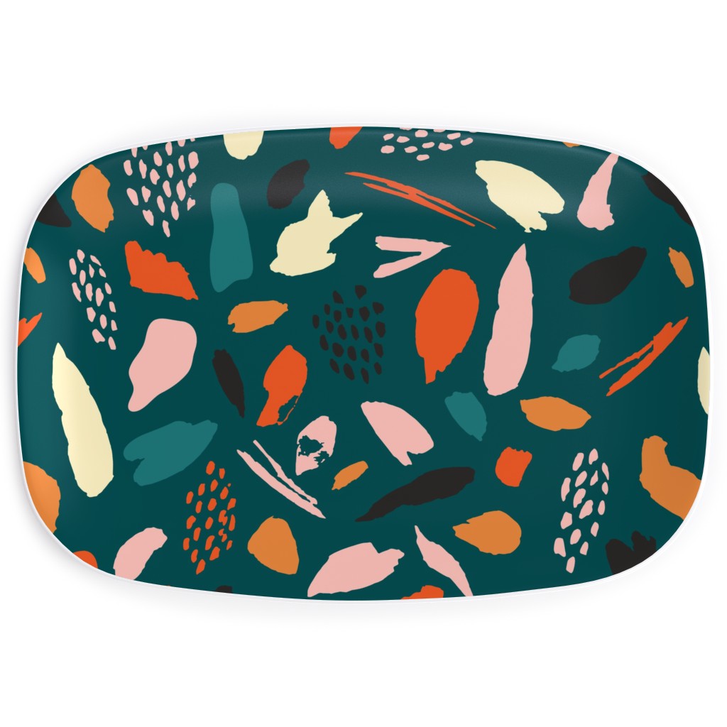 Splashes Pattern - Green Serving Platter, Multicolor