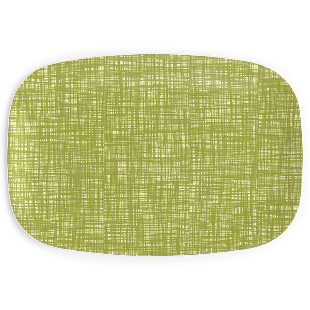 Linen Hatch Texture - Green Serving Platter, Green