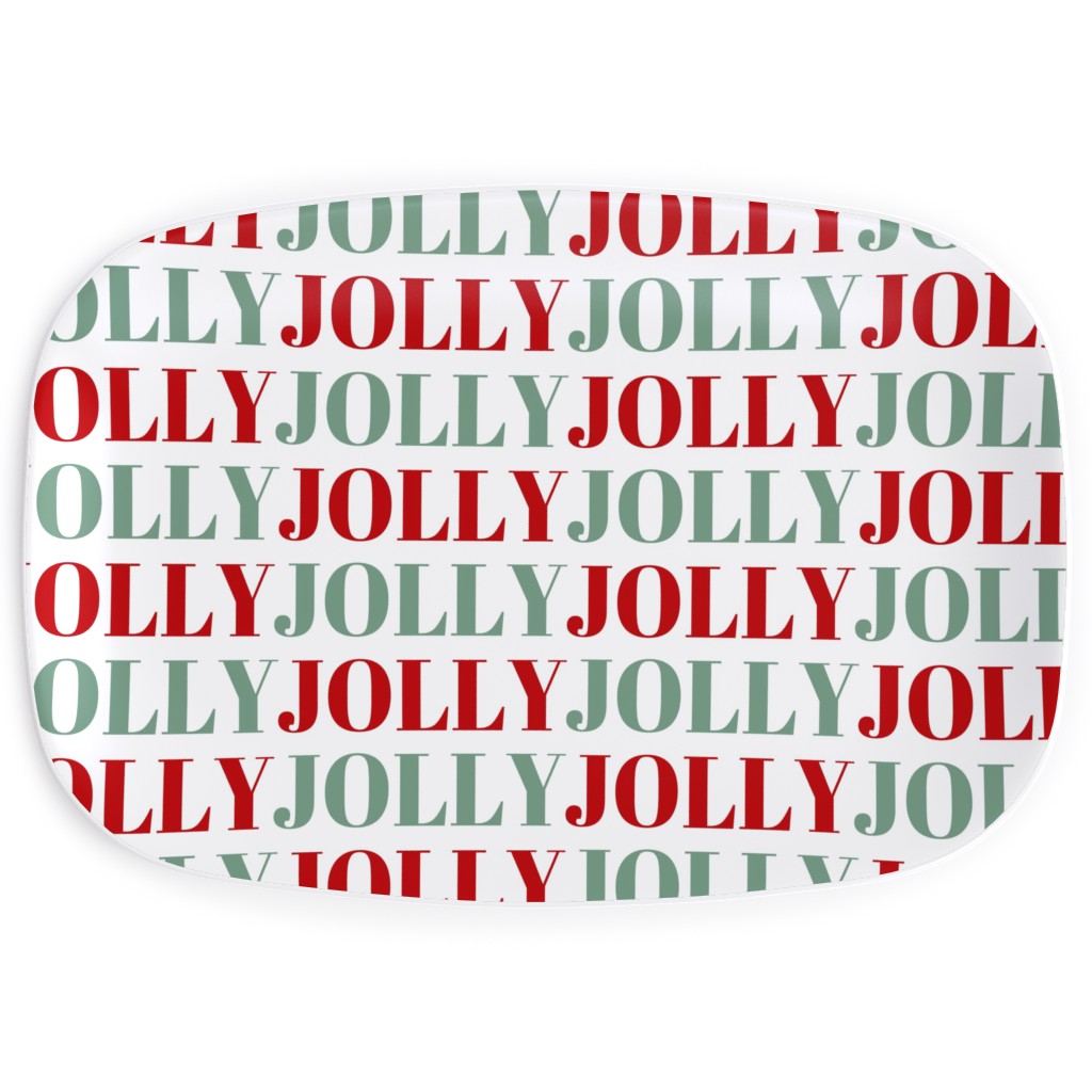 Jolly Print - Red and Green Serving Platter, Red, Red