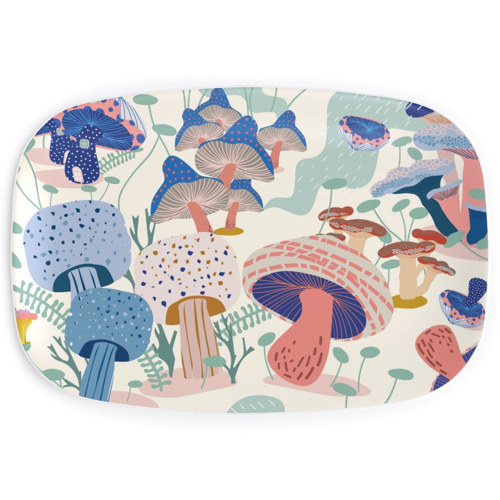 Whimsical Mushroom Village - Multi Serving Platter, Multicolor