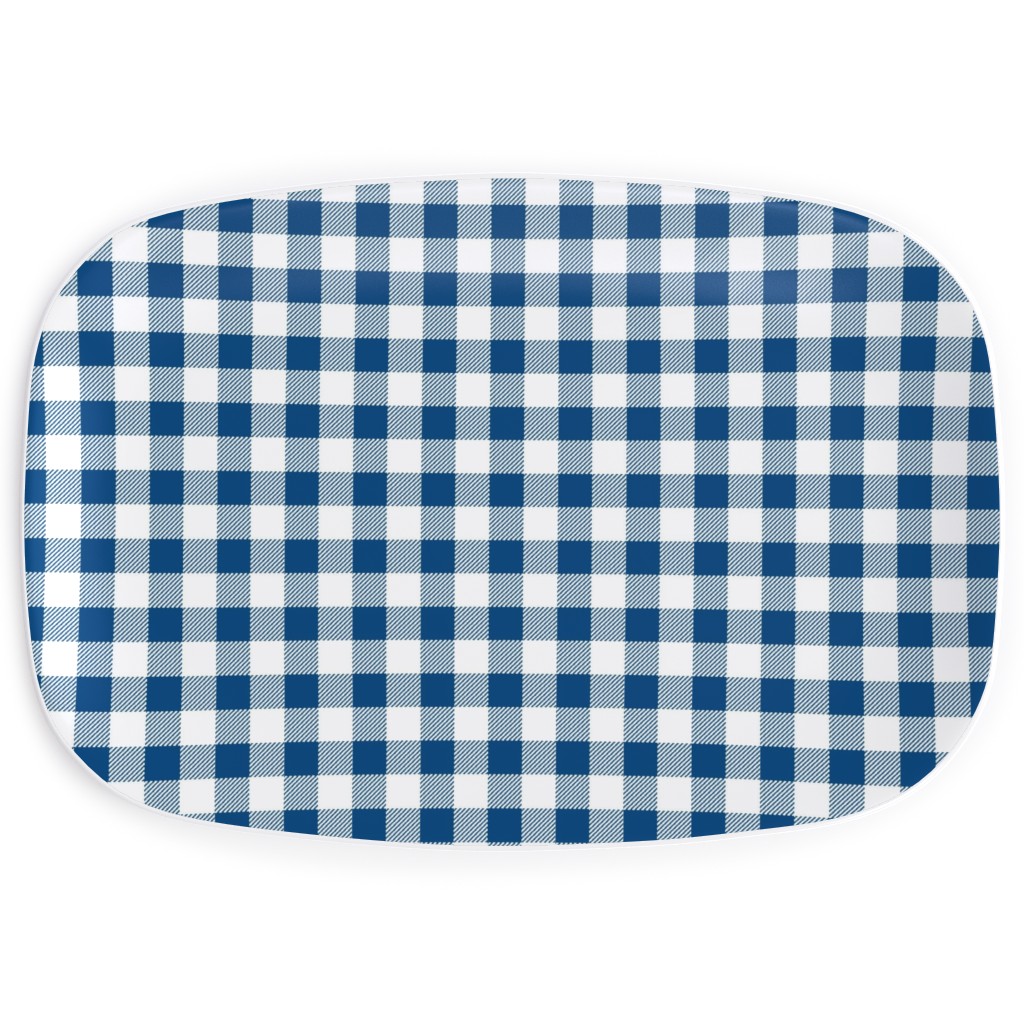 Classic Gingham - Blue Serving Platter, Blue