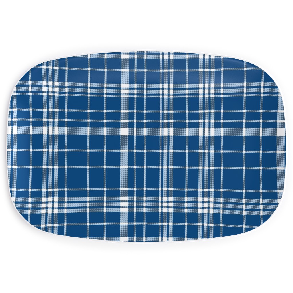 Tartan Check Serving Platter, Blue, Royal