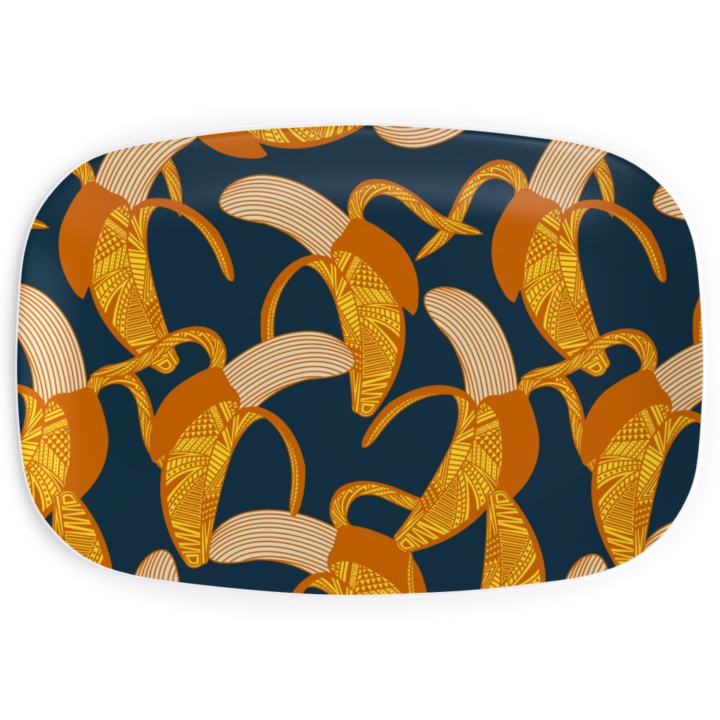 Banana Wrap - Navy Serving Platter, Yellow