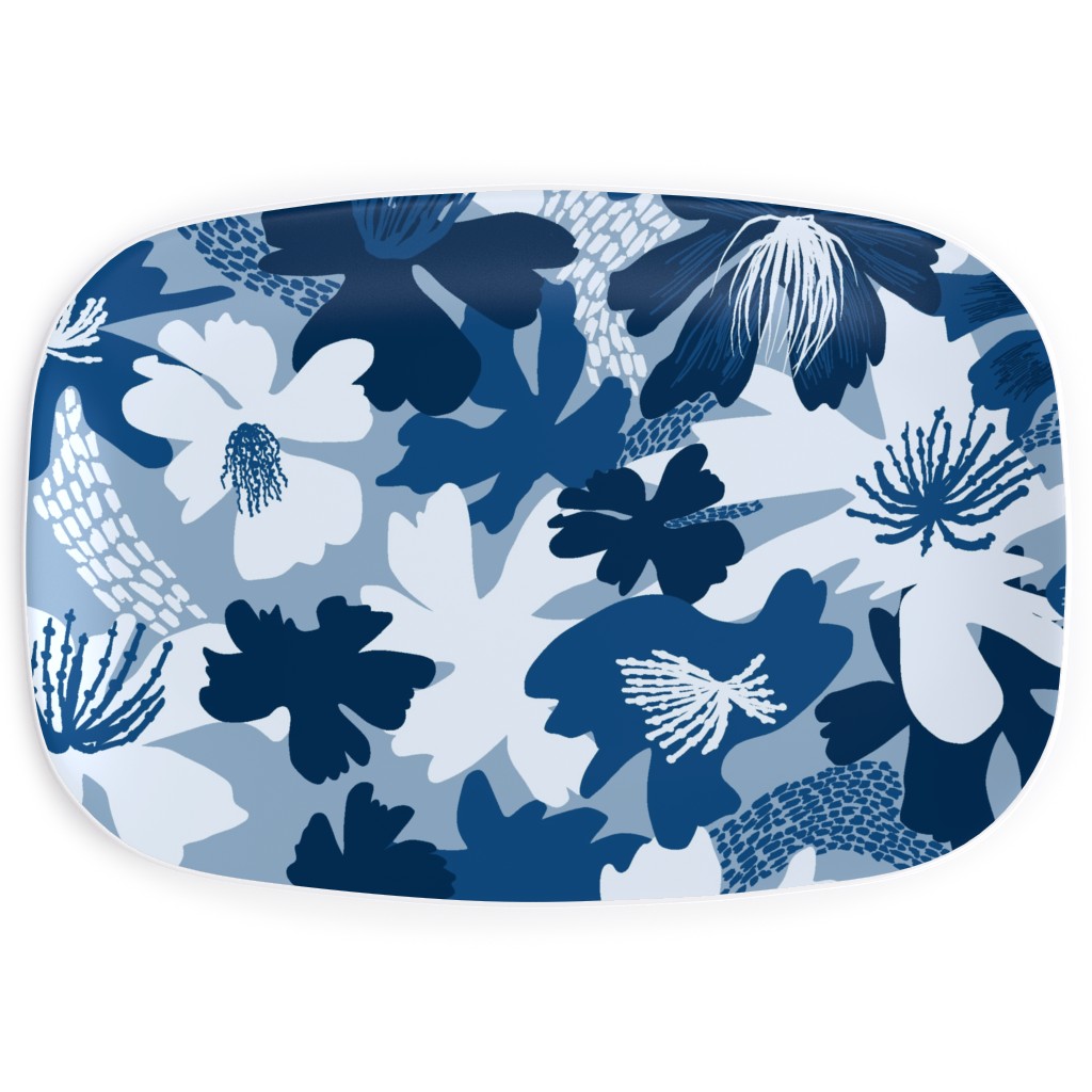 Barely Blue Floral Serving Platter, Blue, True Blue