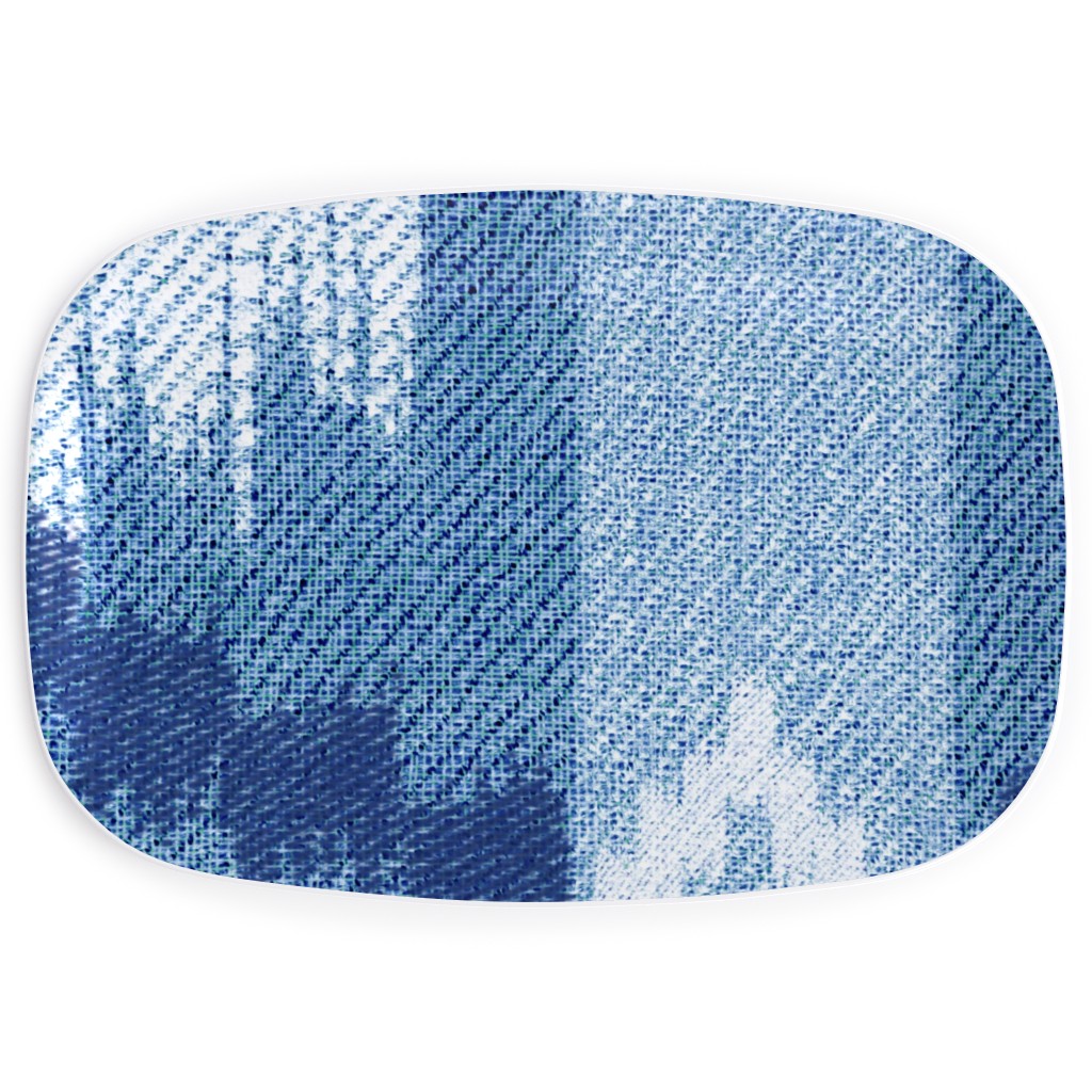 Blue Ikat Serving Platter, Blue, True Blue