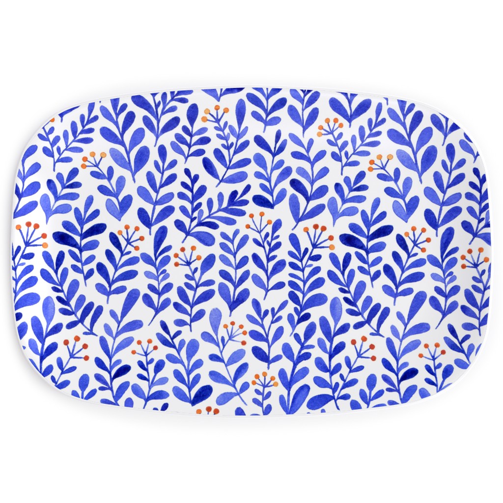 Leaves - Blue Serving Platter, Blue