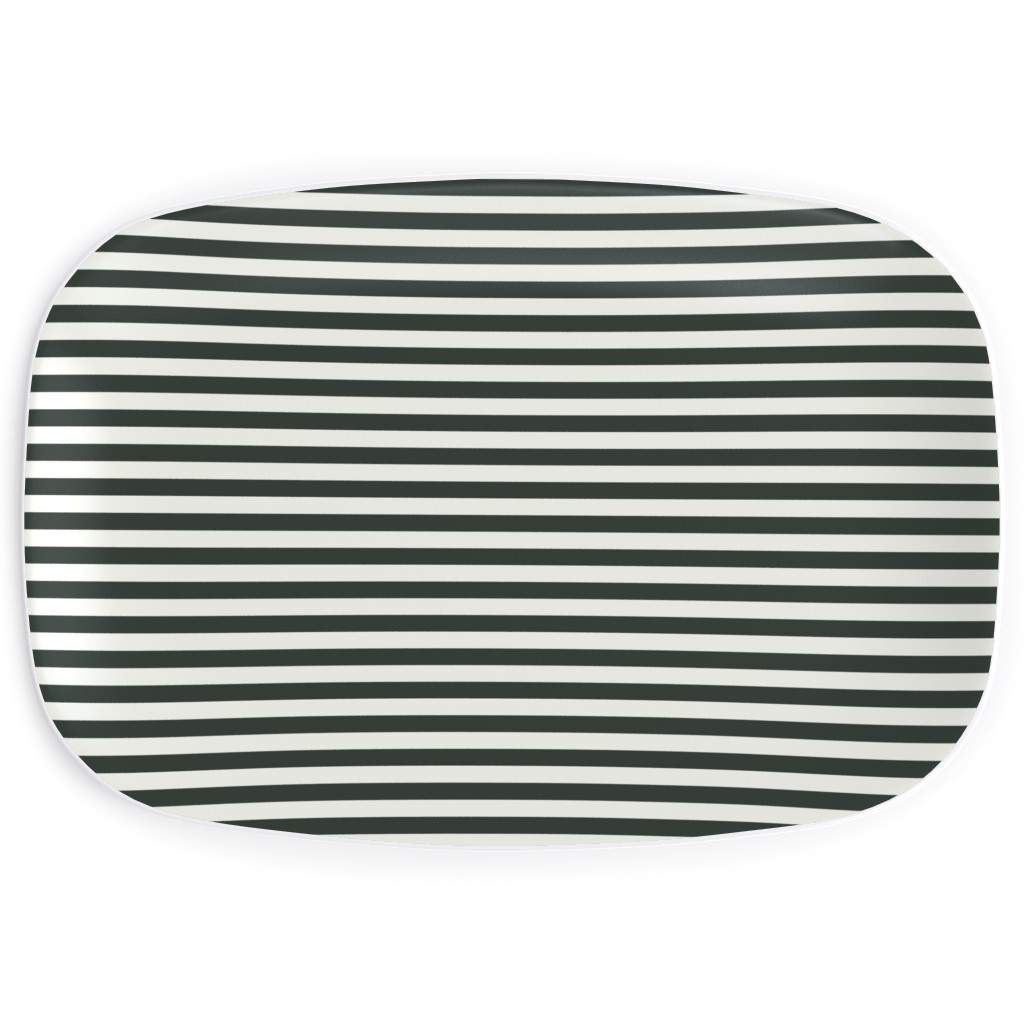 Stripe - Black and Cream Serving Platter, Black, Black