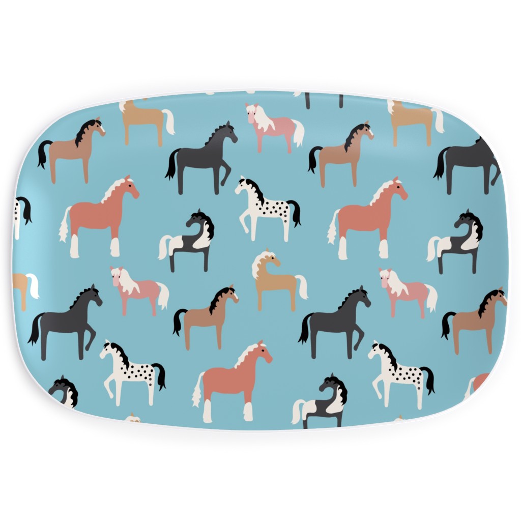 Horse Party Serving Platter, Blue, True Blue