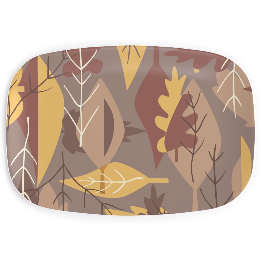 Leaf Pile Serving Platter, Brown, Brown