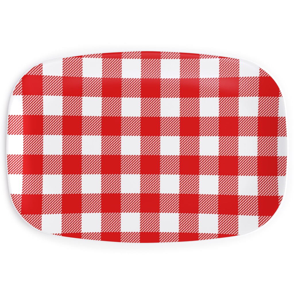 Buffalo Plaid Serving Platter, Red, Firecracker