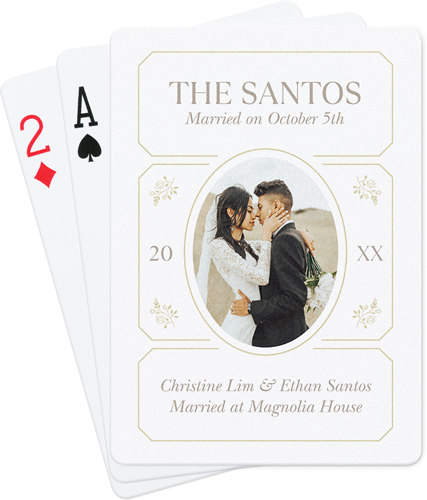Vintage Stationery Frame Playing Cards, White