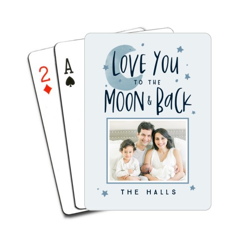 Love You to the Moon Stars Playing Cards, Gray