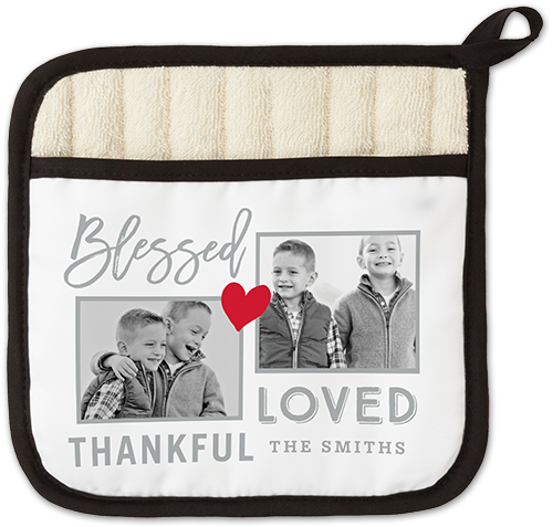 Blessed Loved Thankful Pot Holder, White