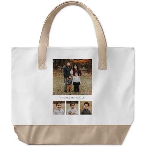 Hero Gallery of Four Large Tote, Beige, Photo Personalization, Large Tote, Multicolor
