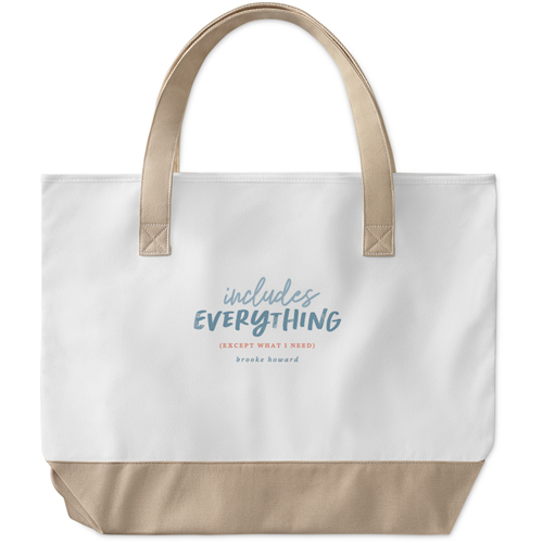 Includes Everything Large Tote, Beige, Photo Personalization, Large Tote, Blue