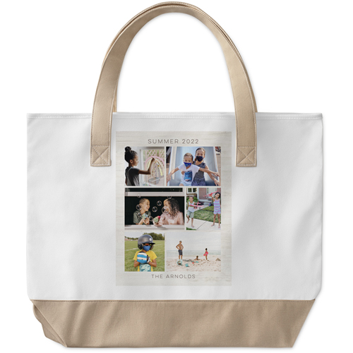 Rustic Gallery Of Six Large Tote, Beige, Photo Personalization, Large Tote, Multicolor