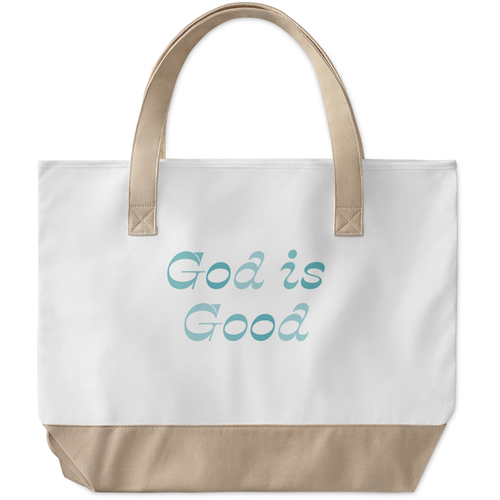 God Is Good Large Tote, Beige, Photo Personalization, Large Tote, Multicolor