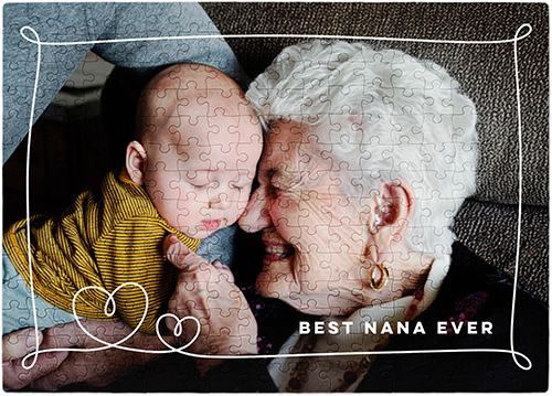 Doodle Heart Border Puzzle, Puzzle Board, 252 pieces, Rectangle, Puzzle, White, white