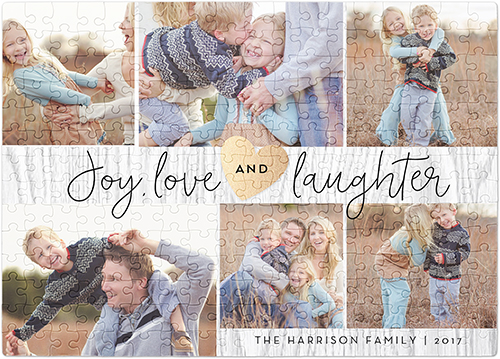 Joy Love Laughter Puzzle, Puzzle Board, 252 pieces, Rectangle Ornament, Puzzle, White