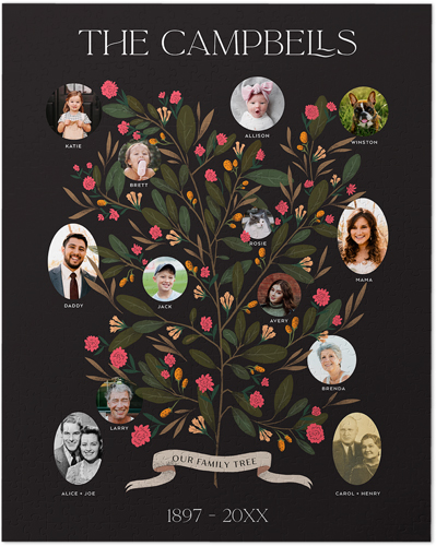 Blooming Family Tree Puzzle, Puzzle Board, 520 pieces, Rectangle, Puzzle, Black, black